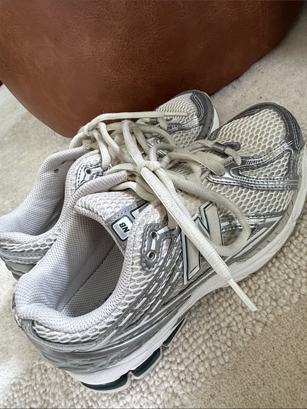 New Balance White and Silver Women's Athletic Sneakers